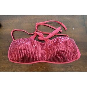 NWOT Calzedonia Colbey Sequin Pink Bandeau Bikini Swim Top 122839